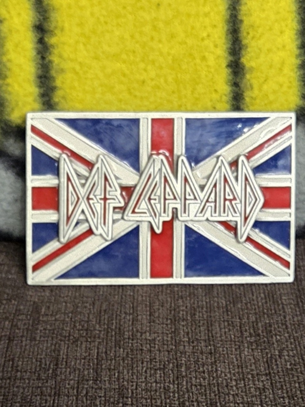 Def Leppard Union Jack Enamel Belt Buckle